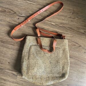 Madewell zip top transport dyed cow hide crossbody bag/long strap purse